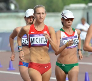 Maria Michta competing in London.