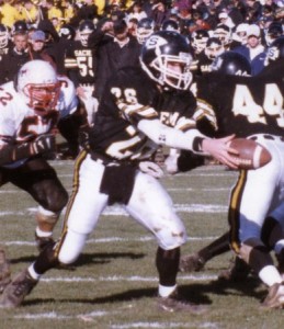 Shanahan playing quarterback at Sachem in 1996.