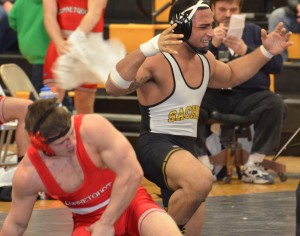 Gio Santiago celebrating after a pin.