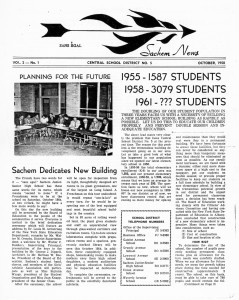 Cover of "Sachem News" from Oct. 1958.