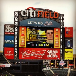 Logan on the big screen at Citi Field.