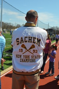 Sachem coach Tony Petillo sporting his state title jacket.