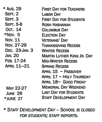 2013-2014 Sachem Calendar