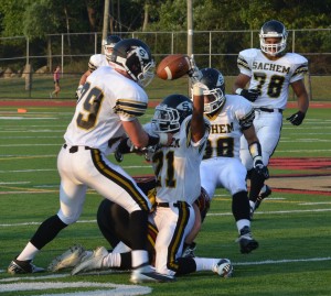 Bragaglia reacts after his first interception of the game.