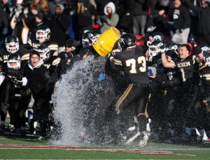 The traditional Gatorade bath for Coach Falco. Credit Bob Sorensen