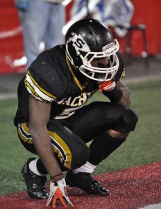 Malik Pierre reacts after blocking the punt. / Credit Diana Phelan