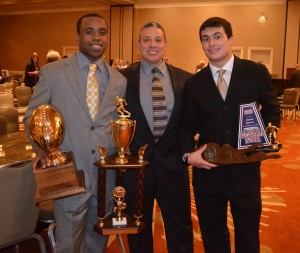 Malik Pierre, coach Joe Cannone and Justin Rivera.