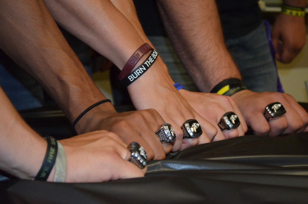 Players showed off their new championship rings.