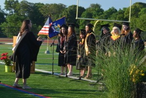 Sachem singers performing the National Anthem.