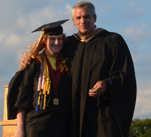 Sachem salutatorian Nicole Coffey with Principal Dolan.