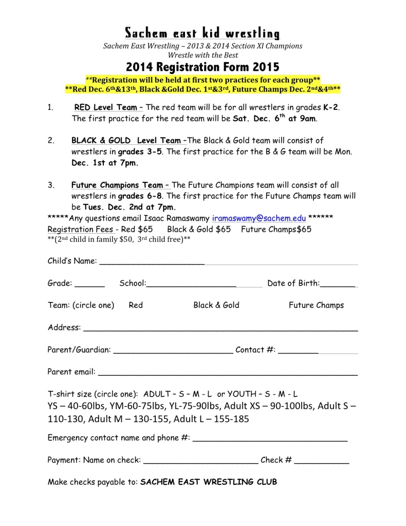 Sachem East Kid Club Registration