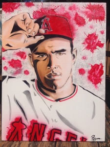 Barra art featuring baseball star Mike Trout.