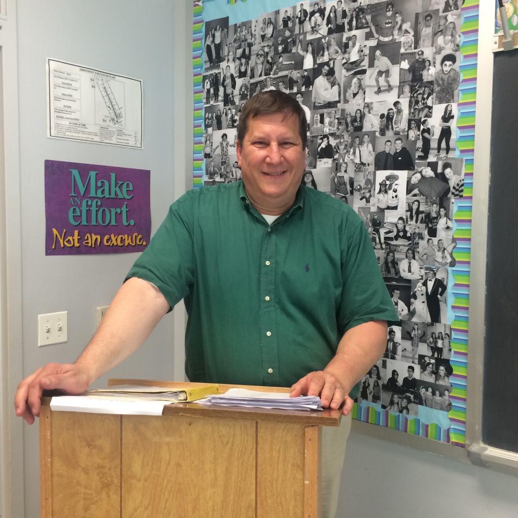 Bill Kropp in his classroom at Sachem East.