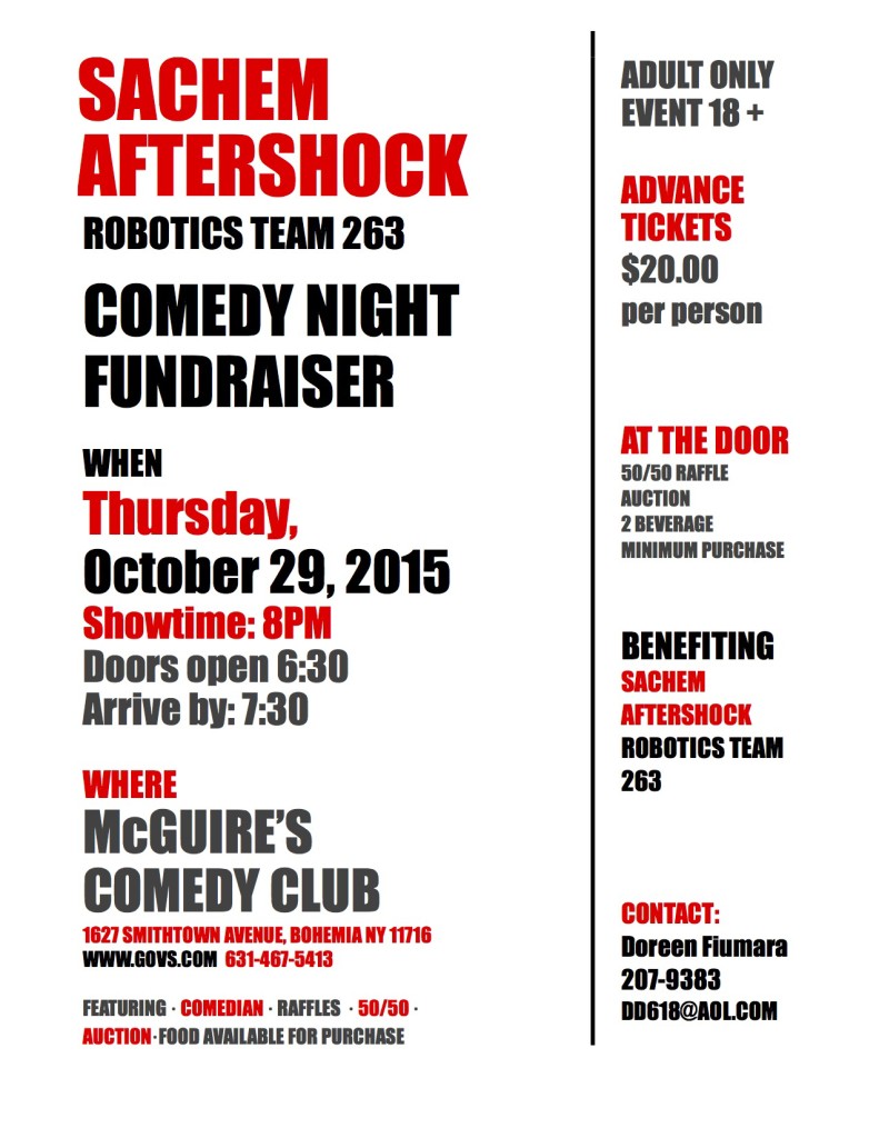 Comedy Fundraiser Night - 2015-10-29 - Flyer