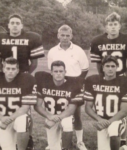 Sachem's team captains from 1995, along with head coach Fred Fusaro.