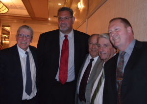 Jeff Ruland with former Sachem coaches and administrators at Suffolk Sports Hall of Fame induction.