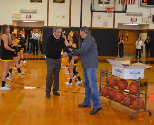 Former Sachem basketball coach Steve Rich being honored.