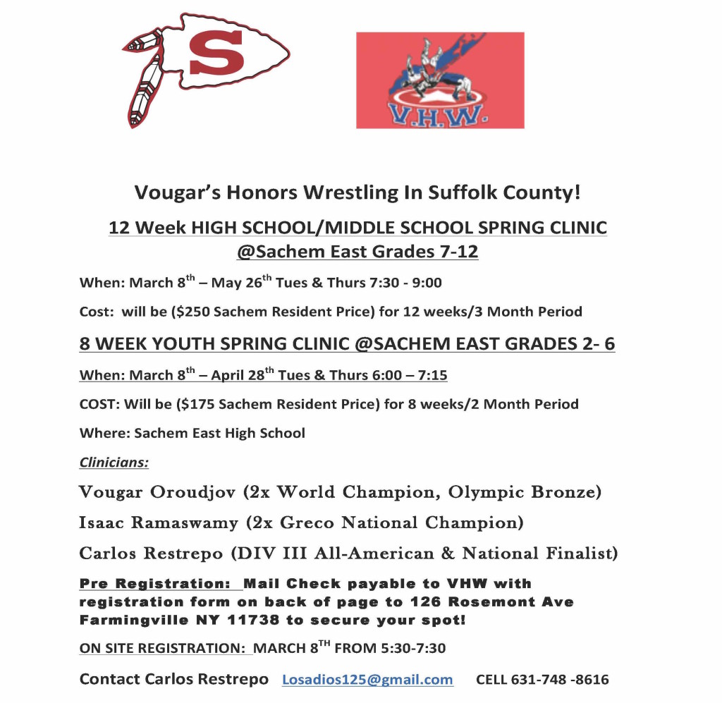 VHW Spring Clinics Flyer for Sachem Residents