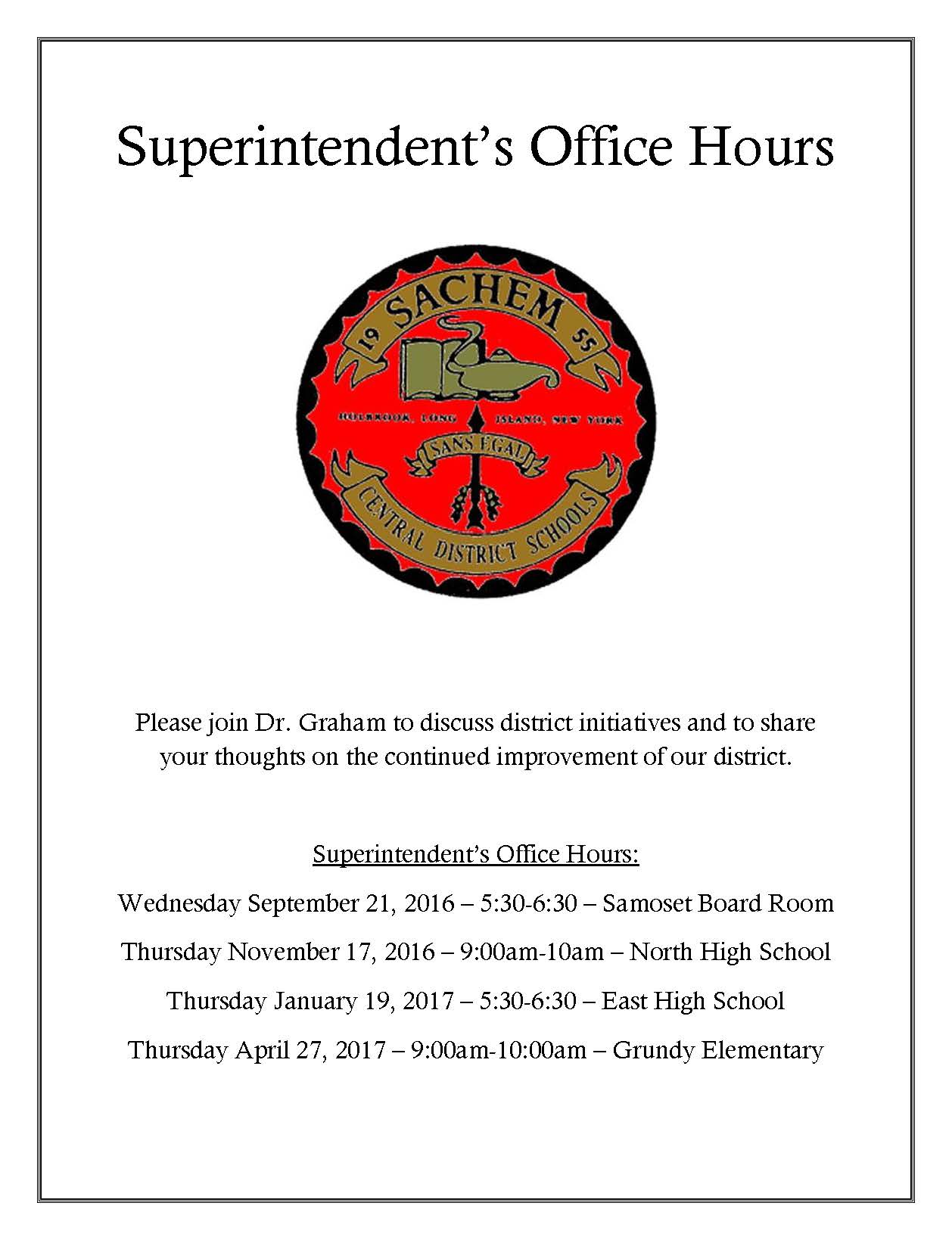 new office hours schedule for sachem super sachem report office hours schedule