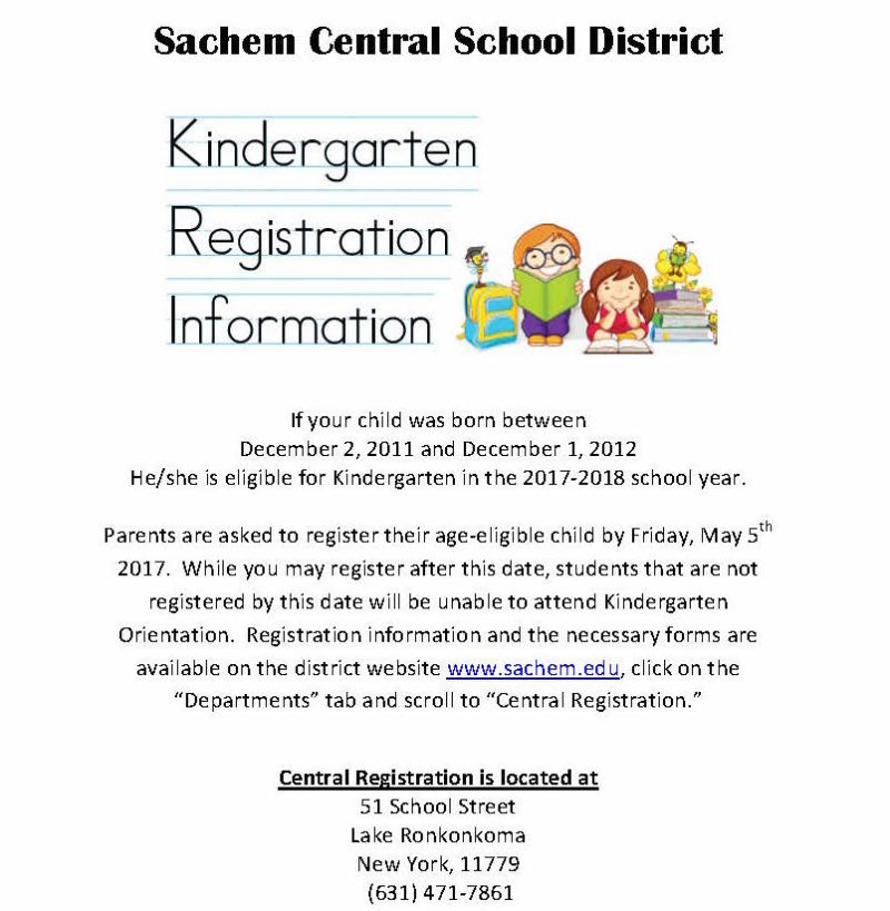 Sachem Kindergarten Registration Information Sachem Report